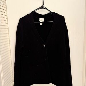 H&M Black V-Neck Single-Button Cardigan Sweater - Women